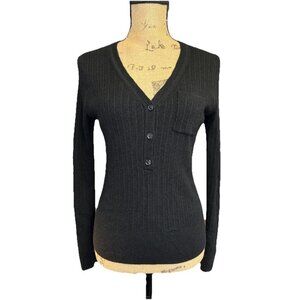 GAP Vintage Vneck Button Ribbed Long Sleeve Knit Shirt Top Y2k 90’s Bella Swan M